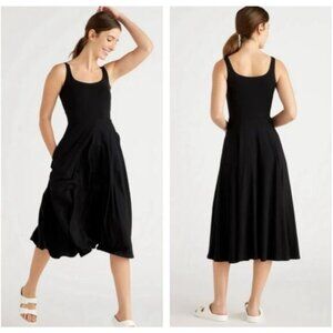 Quince tencel jersey black fit & flare dress